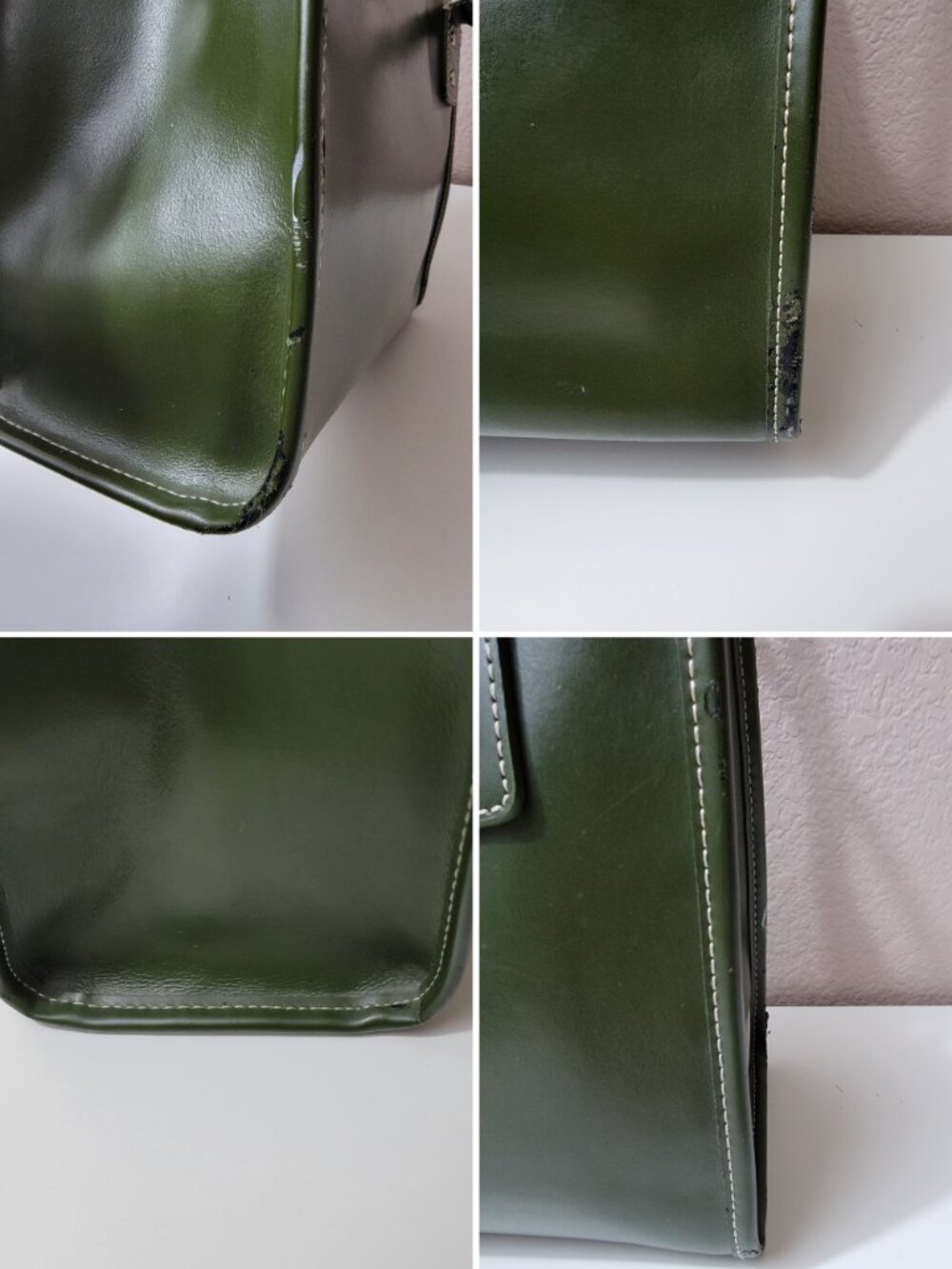 Wilsons Leather Green Structured Satchel Tote Handbag Silver Hardware Purse - Picture 11 of 12